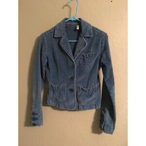 Bill Blass Jeanswear Women's Petite Size S Corduroy Blue Button Jacket